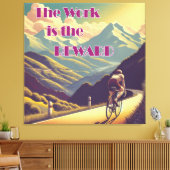 Het werk is de Reward Woman Cyclist Mountains Canvas Afdruk (Insitu (Woonkamer))