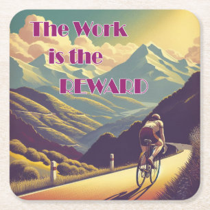 Het werk is de Reward Woman Cyclist Mountains Kartonnen Onderzetters