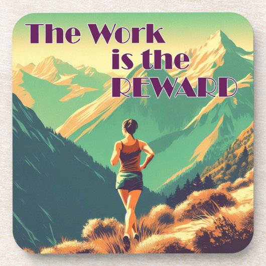 Het werk is de Reward Woman Runner Mountains Bier Onderzetter (Voorkant)
