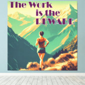 Het werk is de Reward Woman Runner Mountains Canvas Afdruk (Insitu (Houten vloer))