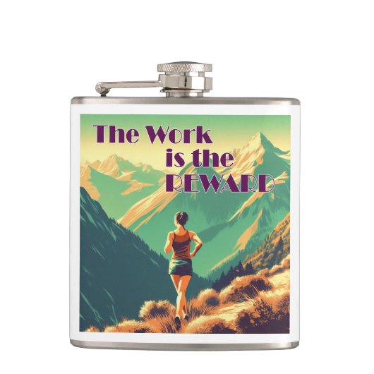 Het werk is de Reward Woman Runner Mountains Heupfles (Voorkant)