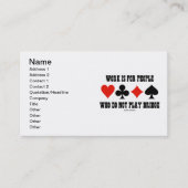 Het werk is voor mensen die geen brug spelen visitekaartje (Voorkant)