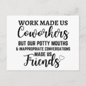 Het werk maakte ons collega's maar onze pootbuien briefkaart (Voorkant)