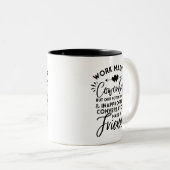 Het werk maakte ons collega's, maar onze pootbuien tweekleurige koffiemok (Voorkant rechts)