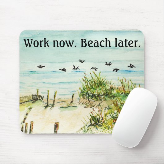 Het werk nu Beach Later Mousepad Muismat (Met muis)