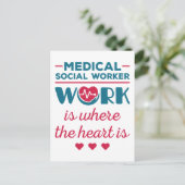 Het werk van de medisch-maatschappelijk werker is  briefkaart (Staand voorkant)