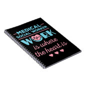 Het werk van de medisch-maatschappelijk werker is  notitieboek (Rechterzijde)