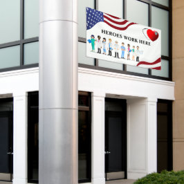 Het werk van helden hier aanpassen Het pictogram v Spandoek