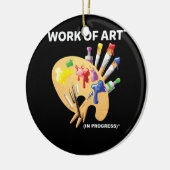 Het werk van kunst in uitvoering perfecte artistie keramisch ornament (Links)