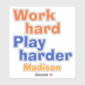 Het werk versus spel douanenaam sticker (Vel)