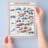 HET WERKBLAD VOERTUIGEN VOOR KINDEREN TELLEN FLYER (Hand)