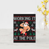 Het werken aan de le grappige kerstman dansende le kaart (Gele Bloem)