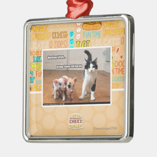 Het werken kitteh metalen ornament (Links)