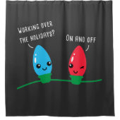 Het werken over de Feestdagen Slank kerstlicht Douchegordijn (Voorkant)