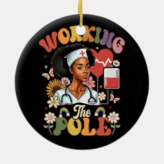 Het werken van de Pool Grappige IC-Verpleegkundige Keramisch Ornament (Achterkant)
