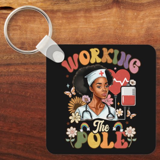 Het werken van de Pool Grappige IC-Verpleegkundige Sleutelhanger (Voorkant)