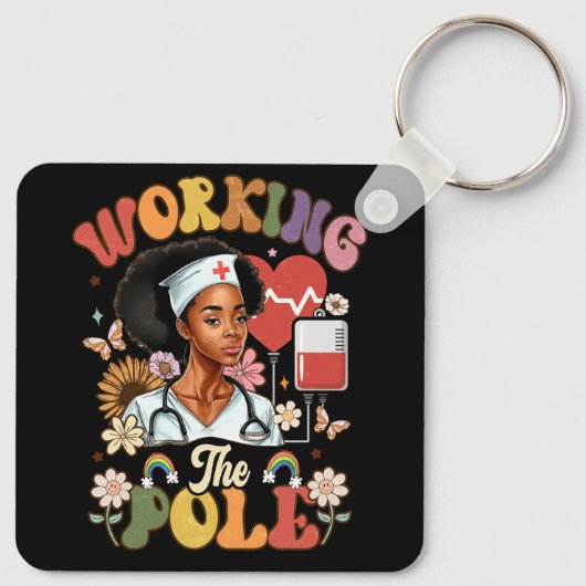 Het werken van de Pool Grappige IC-Verpleegkundige Sleutelhanger (Achterkant)