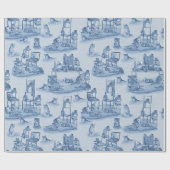 Het werken van Huis met mijn Kat twee-toon Blauw D Cadeaupapier (Vlak)