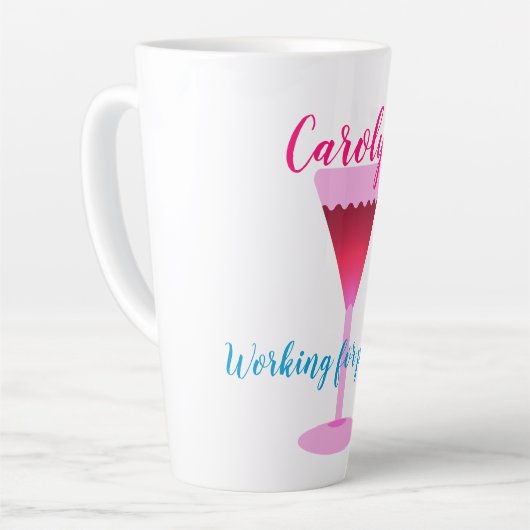 Het werken voor prosecco, gepersonaliseerd groot latte mok (Linkerhoek)