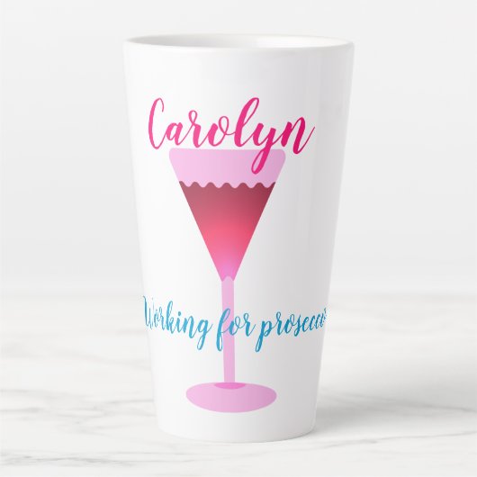 Het werken voor prosecco, gepersonaliseerd groot latte mok (Voorkant)