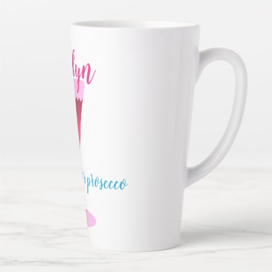 Het werken voor prosecco, gepersonaliseerd groot latte mok (Rechts)