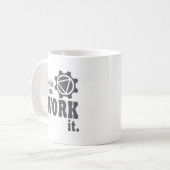 Het werkt als je het werkt koffiemok (Voorkant links)