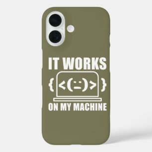Het Werkt Op Mijn Computer Grappige Coder en Progr iPhone 16 Hoesje