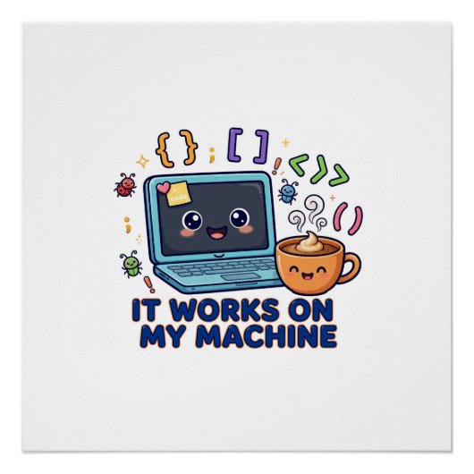 Het Werkt Op Mijn Computer Grappige Programmeur On Perfect Poster (Voorkant)