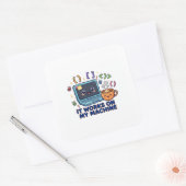 Het Werkt Op Mijn Computer Grappige Programmeur On Vierkante Sticker (Envelop)