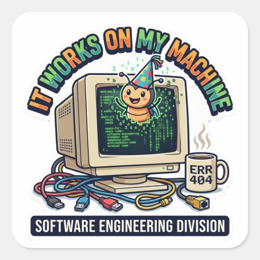 Het Werkt Op Mijn Computer - Software Engineer Pro Vierkante Sticker (Voorkant)