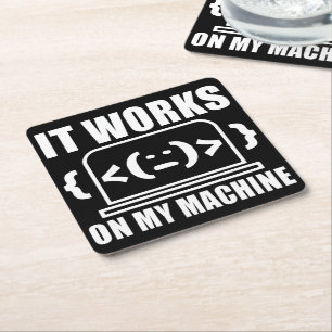 Het werkt op mijn machine grappige coder en progra kartonnen onderzetters