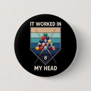 Het werkte in mijn hoofd Retro Biljart Keusporten Ronde Button 5,7 Cm