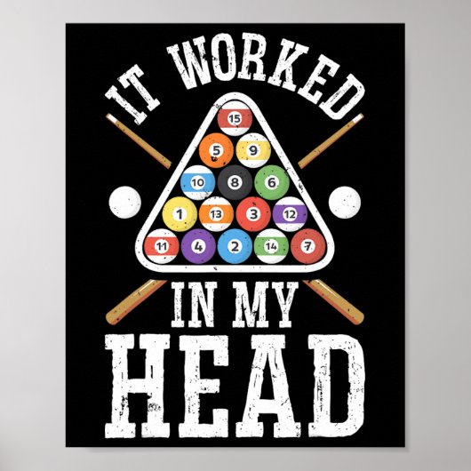 Het werkte in m'n hoofd grappige pool Billiards Pl Poster (Voorkant)
