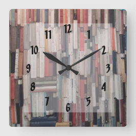 Het werpen van de Muur van Boeken Vierkante Klok