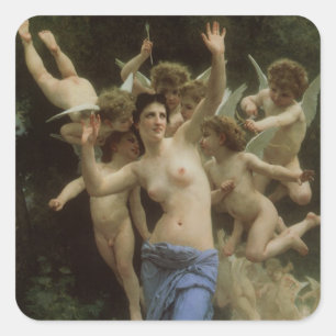 Het Wespennest door William Adolphe Bouguereau Vierkante Sticker