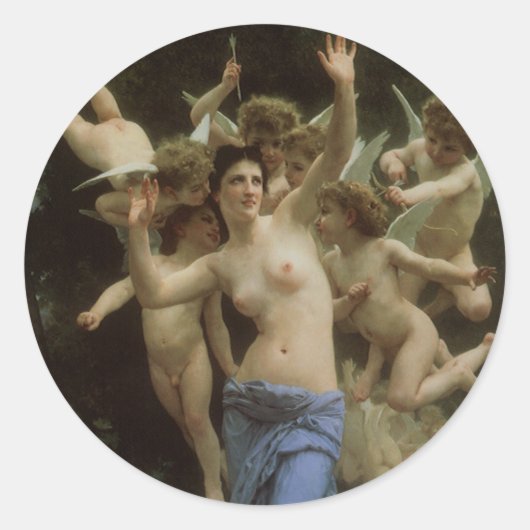 Het Wespennest van William Adolphe Bouguereau Ronde Sticker (Voorkant)