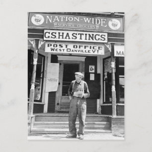 Het westen Danville, VT, Postkantoor, jaren '40 Briefkaart