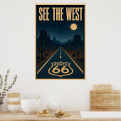 Het Westen op Route 66 bekijken Poster (Keuken)