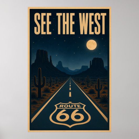 Het Westen op Route 66 bekijken Poster (Voorkant)