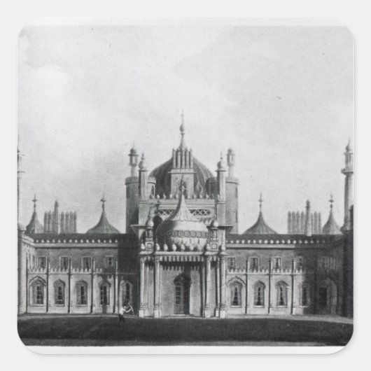 Het westfront van het Brighton Pavilion Vierkante Sticker (Voorkant)