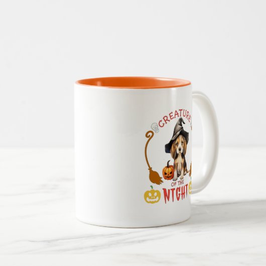 Het wezen van de nachtbraker tweekleurige koffiemok (Voorkant rechts)