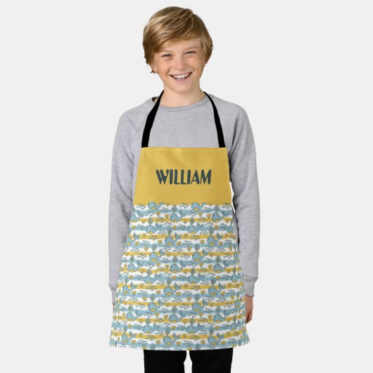 Het Whimsical Whale Kinder Schort (Gedragen)