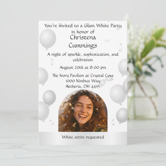 Het White Soirée verjaardagsfeest Kaart (Staand voorkant)