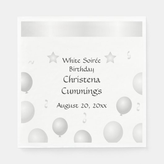 Het White Soirée verjaardagsfeest Servet (Voorkant)