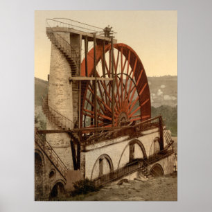 Het wiel, Laxey, het eiland van Man, de Druk van h Poster