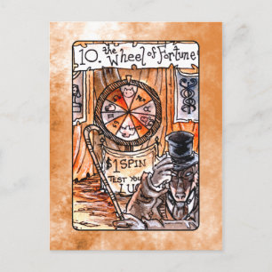 Het wiel van de Fortune Tarot-kaart Briefkaart