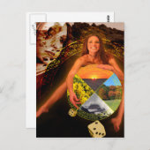 Het wiel van Fortune Tarot Card Art Briefkaart (Voorkant / Achterkant)