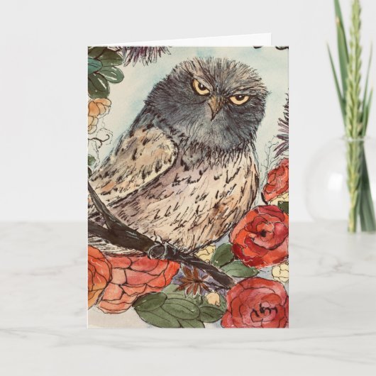 Het wijze wenskaart van de Uil Bedankkaart (Voorkant)