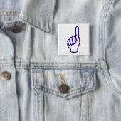 Het wijzen van vinger/hand vierkante button 5,1 cm (In situ)