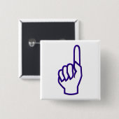 Het wijzen van vinger/hand vierkante button 5,1 cm (Voorkant /achterkant)